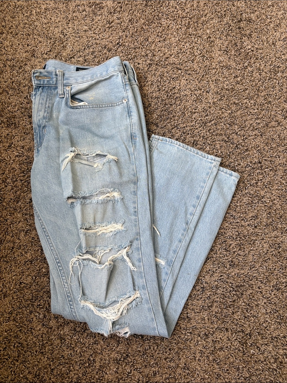 Men's Light Blue Distressed Skinny Jeans